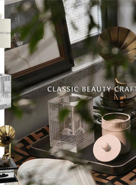 轻奢样板间客厅茶几香薰留声机模型摆件皮革托盘飘窗阳台装饰品