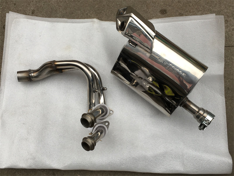 适用光阳街车400排气管 消声器K400川崎400前段后段304不锈钢进口