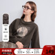 新款 betu百图美式 复古印花圆领加绒厚卫衣女2025年冬季 套头上衣