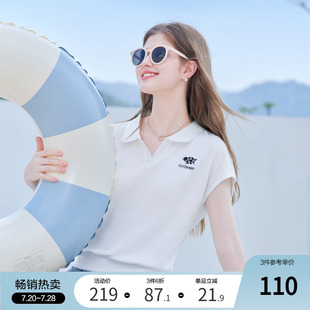 上衣 betu百图运动风polo领短袖 T恤女2025年夏季 新款 百搭体恤衫