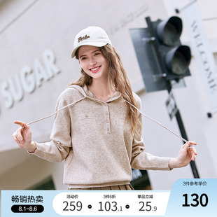 宽松外穿毛衣 betu百图法式 软糯连帽针织衫 女套头2025年春季 新款