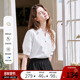 betu百图简约通勤风短袖 小V翻领白色衬衣 新款 衬衫 女2025年夏季