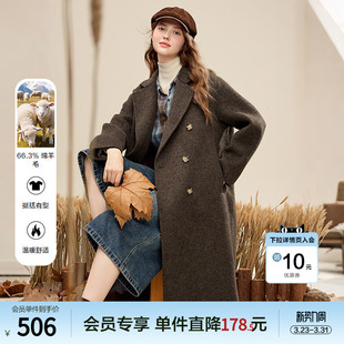呢子大衣中长款 betu百图老钱风绵羊毛毛呢外套女2025年冬季 新款