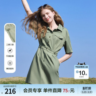 显瘦A字短裙 新款 betu百图军绿色莱赛尔工装 风连衣裙2025年夏季