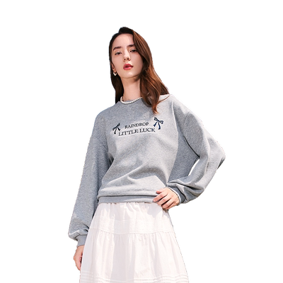 betu百图美式复古花灰色卫衣女套头2025年秋季新款宽松上衣小衫