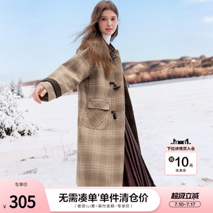 betu百图学院风牛角扣毛呢外套女中长款2025年冬季新款呢子大衣