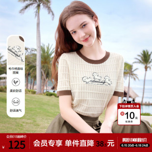 betu百图肌理感趣味图案毛线衣女短袖2026年夏季新款薄款针织衫