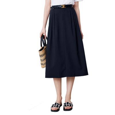 betu百图藏青色垂感半身裙女2026年夏季新款气质优雅高腰A字裙