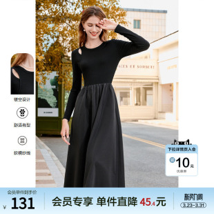 高腰显瘦拼接毛衣针织中长款 新款 连衣裙 2026年春装 betu百图女装