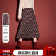betu百图复古格纹高腰半身裙女2025年冬季 新款 新年红色格子A字裙