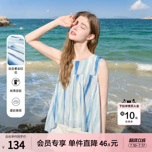 betu百图渲染蓝白条纹无袖衬衫女2026年夏季新款法式设计感衬衣