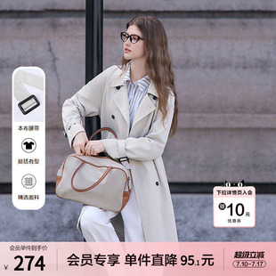 betu百图英伦通勤风风衣外套女中长款2026年春季新款双排扣大衣