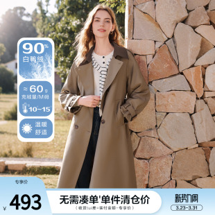 风衣外套大衣 中长款 betu百图复古英伦风羽绒服女2025年冬季 新款