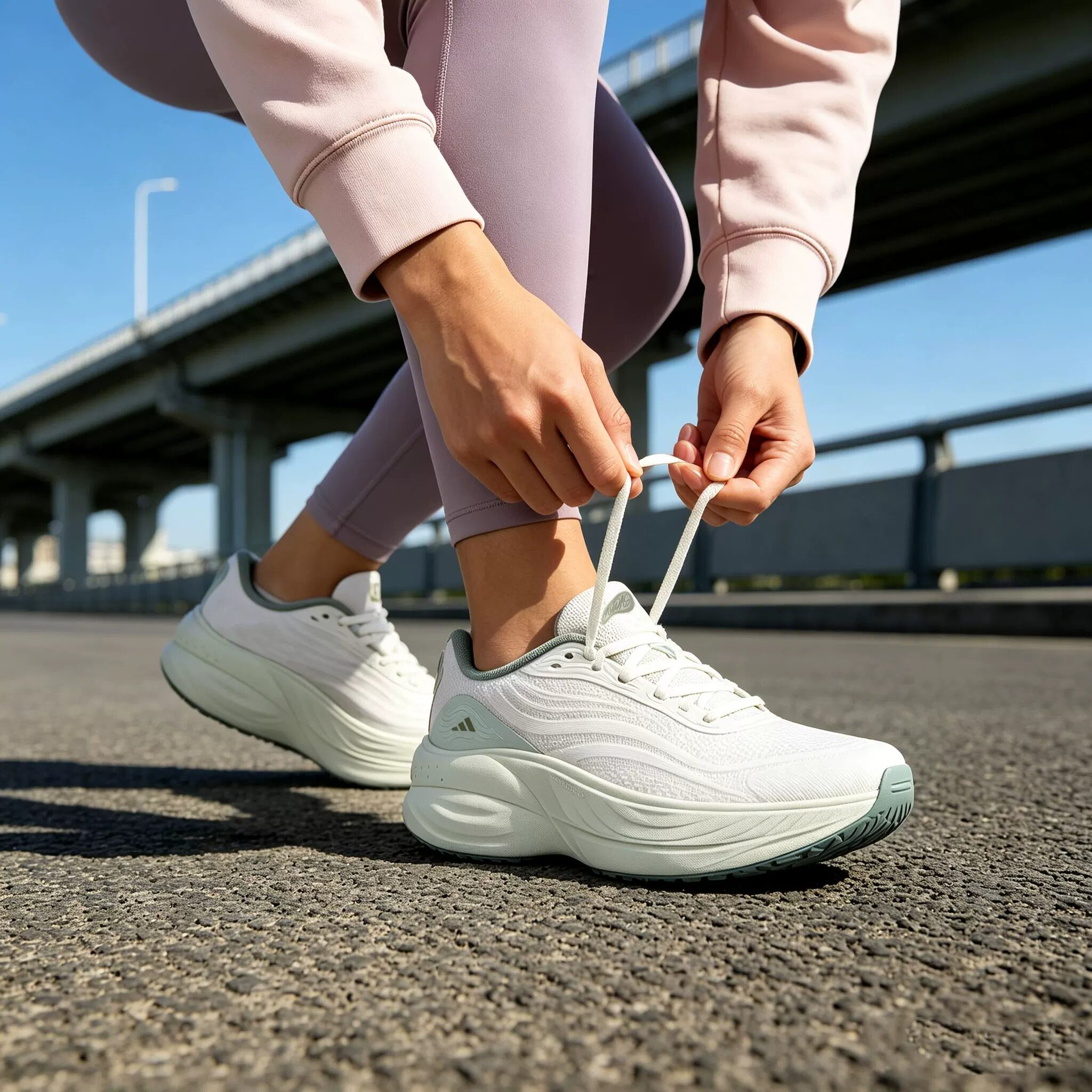 Adidas阿迪达斯女鞋户外跑步休闲2026新款网面透气软弹厚底运动鞋
