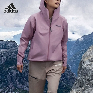 Adidas阿迪达斯正品2025夏季新款女防风户外连帽冲锋衣外套IL8905