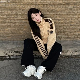 Adidas阿迪达斯正品三叶草韩版立领外套女子宽松开衫男款潮上衣