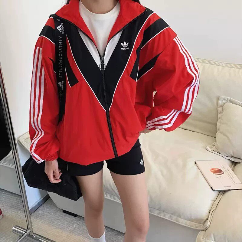 Adidas潮流赛车风运动外套防风衣