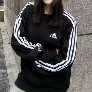 Adidas阿迪达斯韩版抓绒衣女款秋冬圆领运动卫衣女百搭套头衫