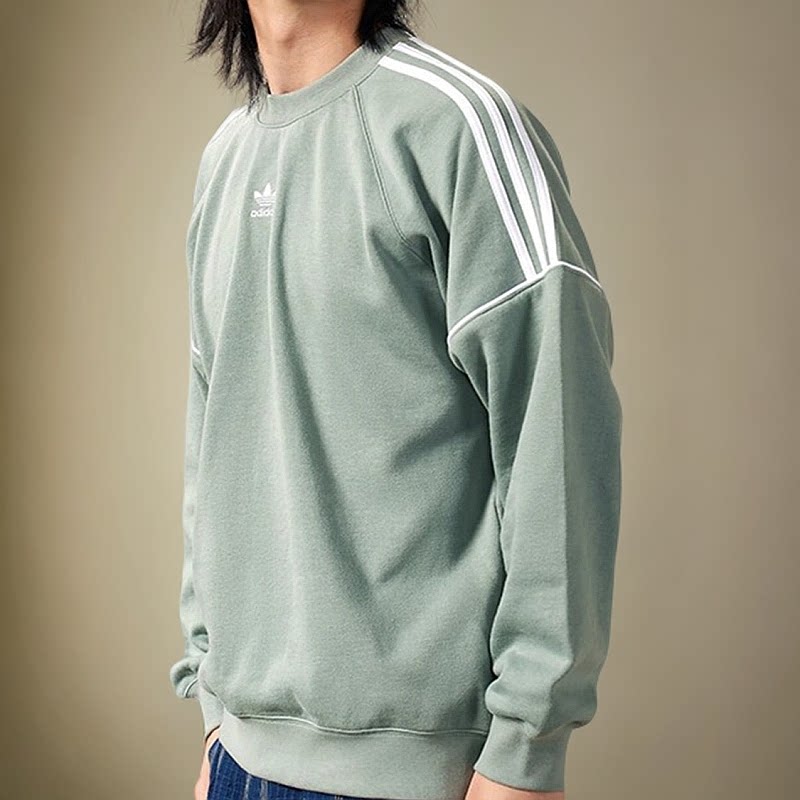 Adidas/阿迪达斯正品三叶草男装女装加绒保暖圆领套头卫衣IB8696