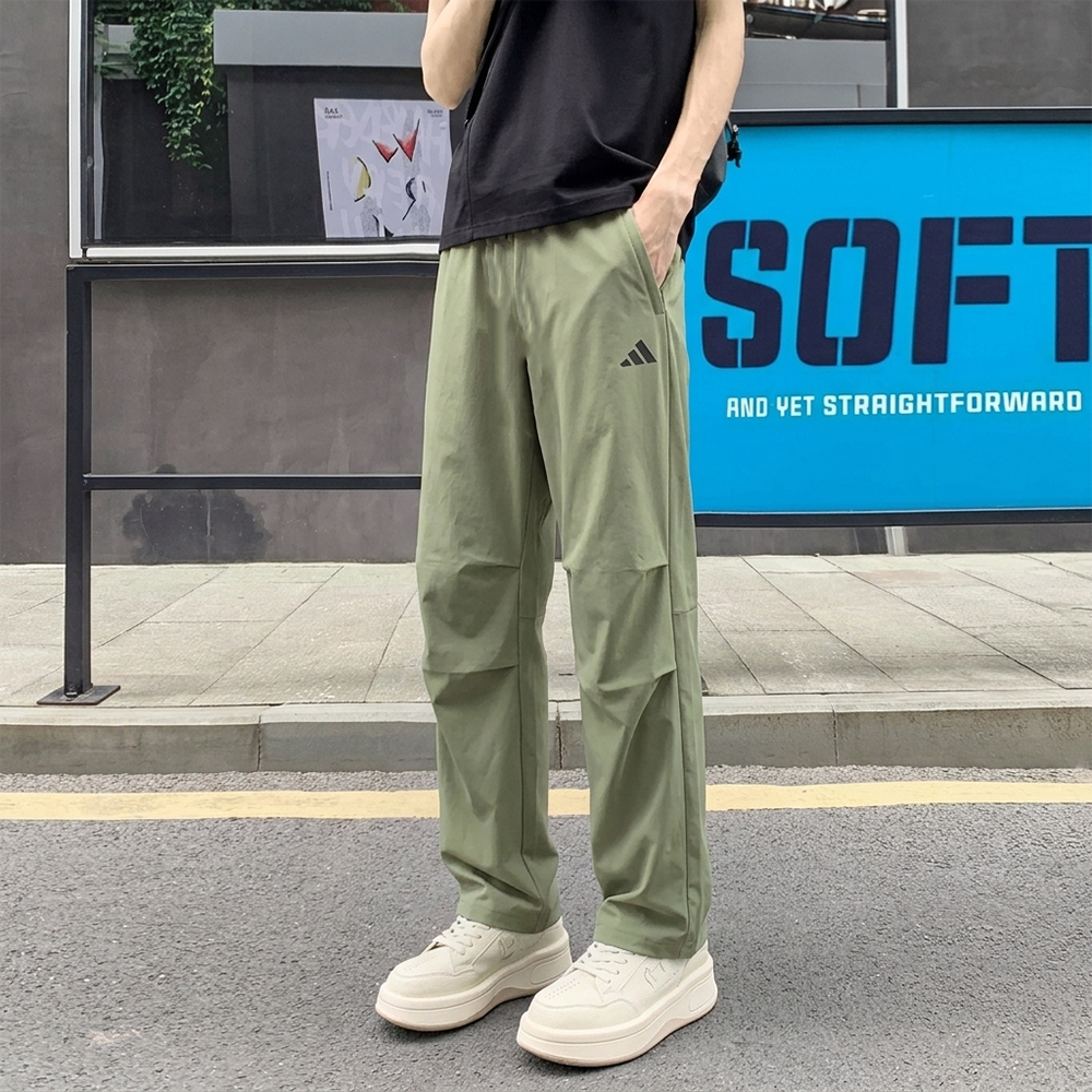 Adidas阿迪达斯男裤速干梭织伞裤夏季户外运动休闲薄款透气长裤