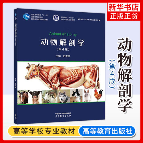 动物解剖学 第4版第四版 彭克美 高等教育出版社 畜禽解剖学新版 动物解剖学教材 高等农林院校动物科学动物医学野生动物资源保护