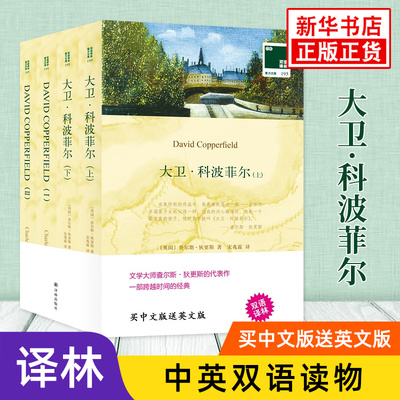 大卫科波菲尔 英文原版原著+中文译本全4册 中文英语双语版拓展名著阅读中英文对照书籍凤凰新华必正版中小学生英语读物译林出版社