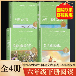 鲁滨逊漂流记 汤姆.索亚历险记 骑鹅旅行记 爱丽丝漫游奇境 六年级下册阅读中小学生课外阅读问题文学天猫文库系列 译林出版社