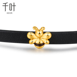 千叶珠宝KEER真我系列蜜意A足金吊坠小蜜蜂黄金吊坠金饰无链