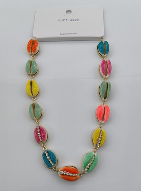 2欧美原单时尚潮流气质百搭精美奢华网镀金镶嵌简约个性贝母项链