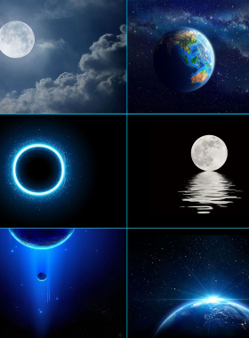 鱼缸背景贴纸星球月亮高清图水族箱星空地球3D立体画个性壁纸自粘