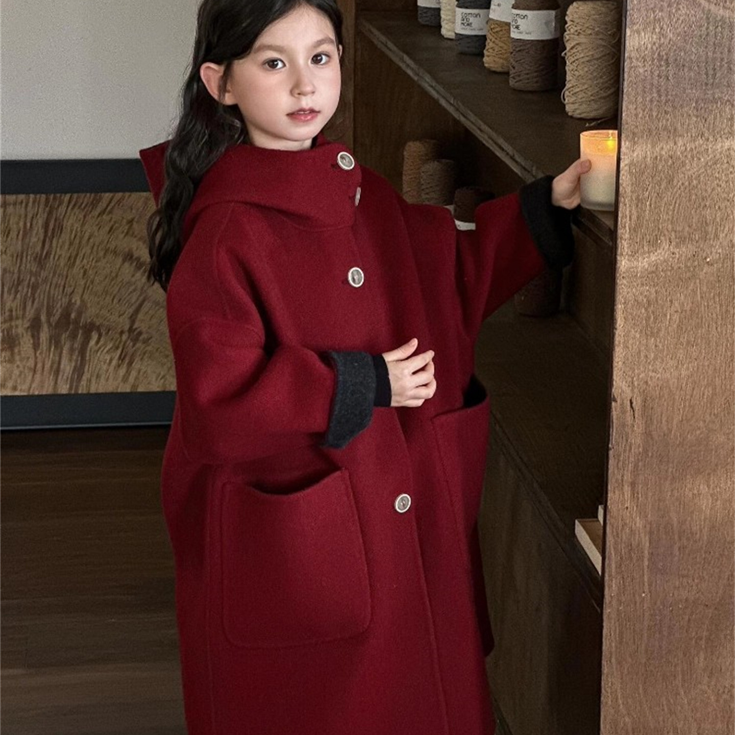 童装秋冬季儿童双面羊绒中长款女童毛呢外套洋气2025双面大衣男童