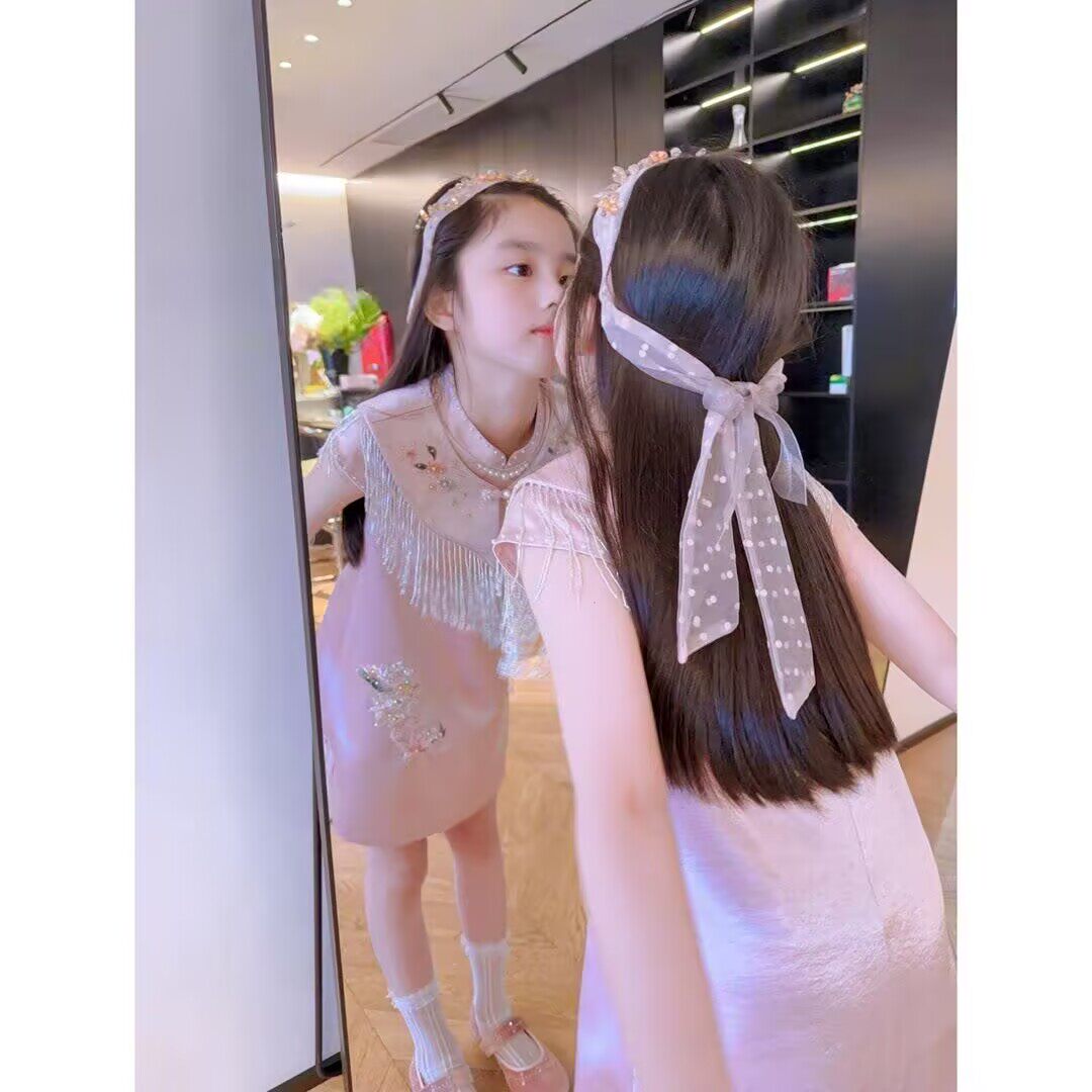 女童2026夏季新款精致大小姐洋气重工刺绣旗袍裙儿童汉服仙仙古装