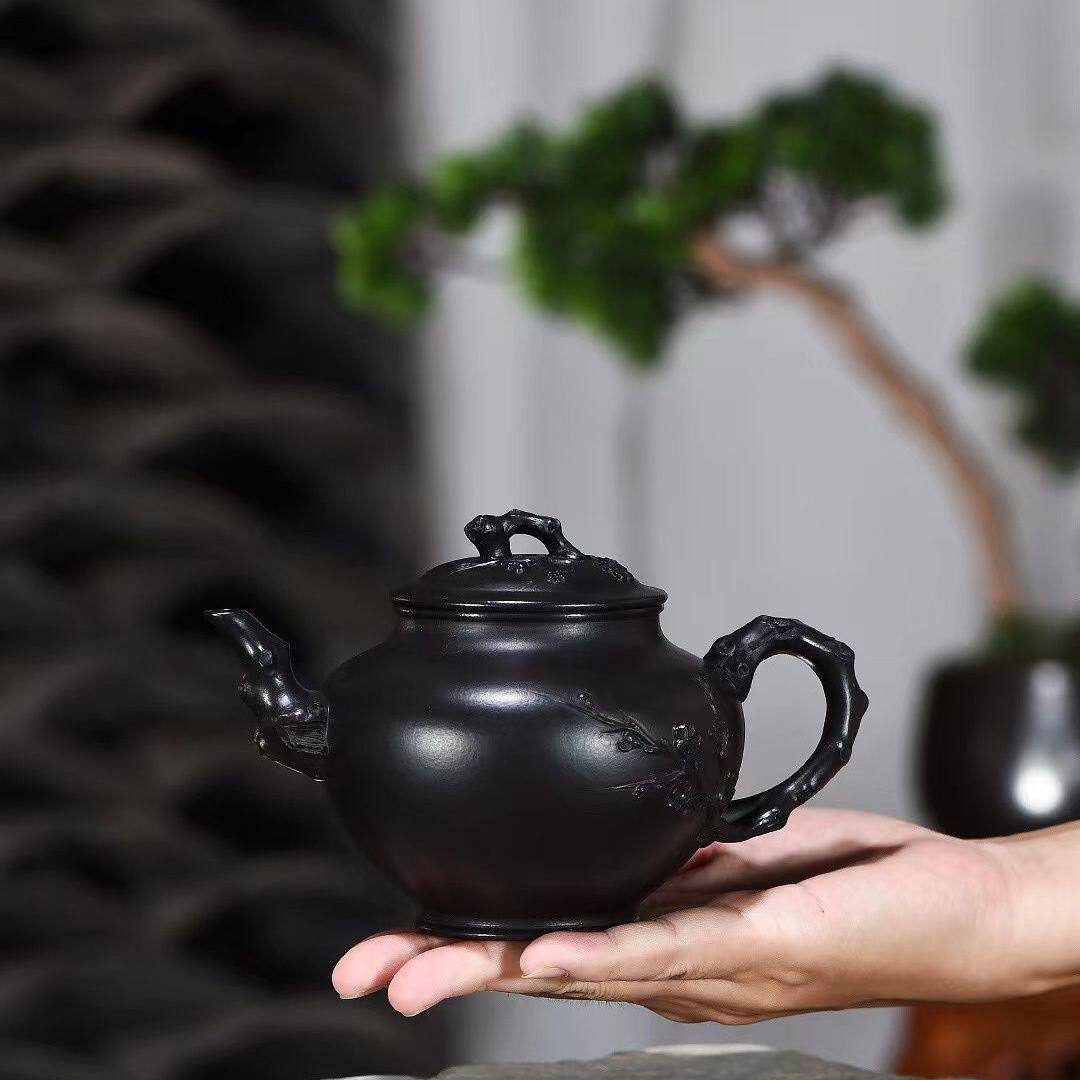 大红袍捂灰报春壶泡茶壶黑