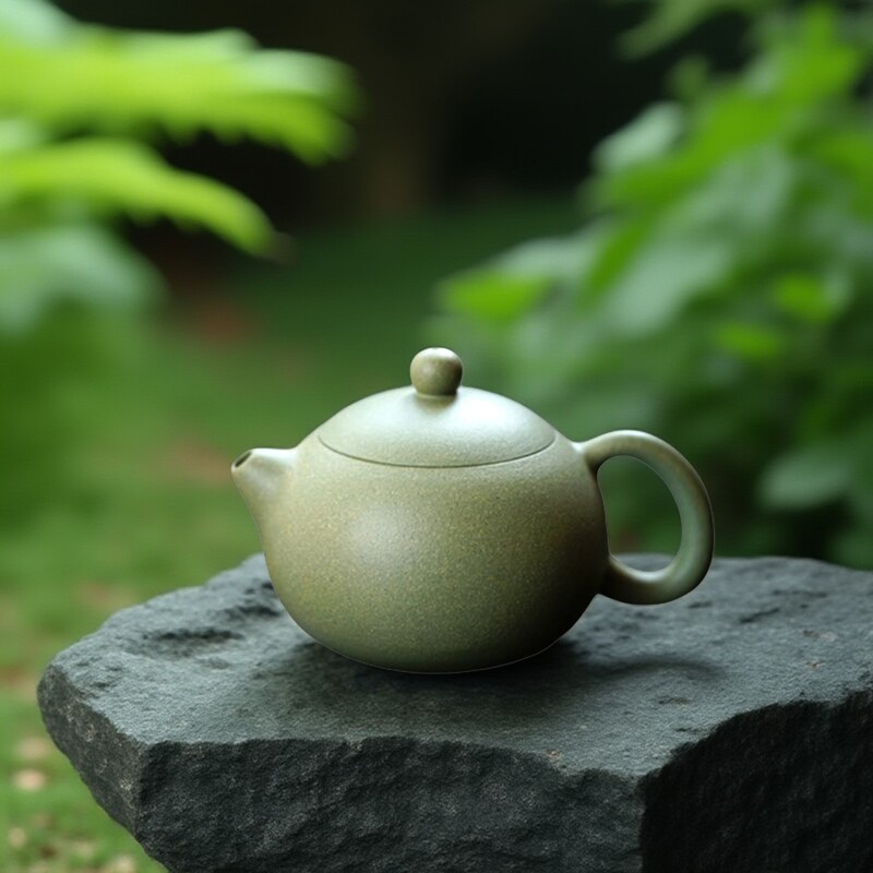 200毫升宜兴紫砂壶豆青西施壶绿泥西施卡盖球孔壶原矿紫砂壶