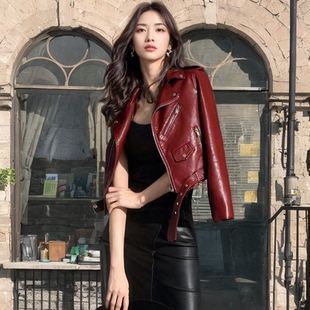 外套 皮衣外套女春秋新款 小个子机车服短款 皮夹克PU皮上衣大码 女装
