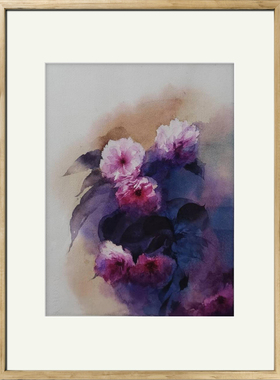 58x43cm纯手绘优秀水彩画 茶室办公室客厅收藏装饰画