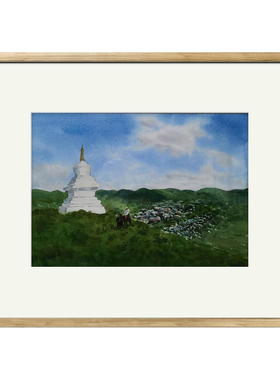 58x43cm纯手绘优秀水彩画 茶室办公室客厅收藏装饰画