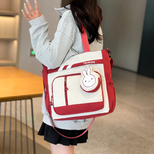 手提补习袋女孩大容量儿童可爱单肩斜挎包男中小学生拎书袋托特包