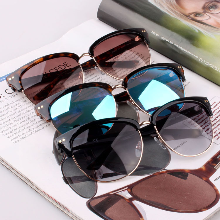 特价清仓外贸出口原单太阳镜女复古墨镜男大框UV400渐变灰茶色 潮