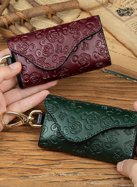 2025新款牛皮车钥匙包女可爱卡通时尚高档精致家用锁匙包收纳包夹