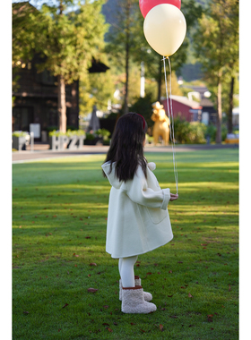 AnyinGirl 【雪精灵】100%羊毛秋冬女童高端双面尼保暖手缝大衣