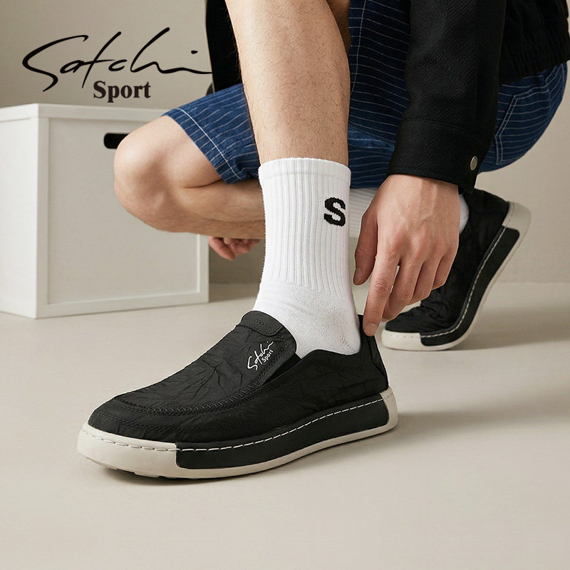 Satchi Sport/沙驰运动休闲一脚蹬男鞋百搭商务舒适软底布鞋透气