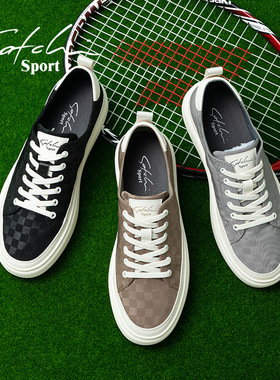 沙驰男鞋旗舰店帆布鞋男2026新款夏季低帮休闲鞋透气百搭格子板鞋