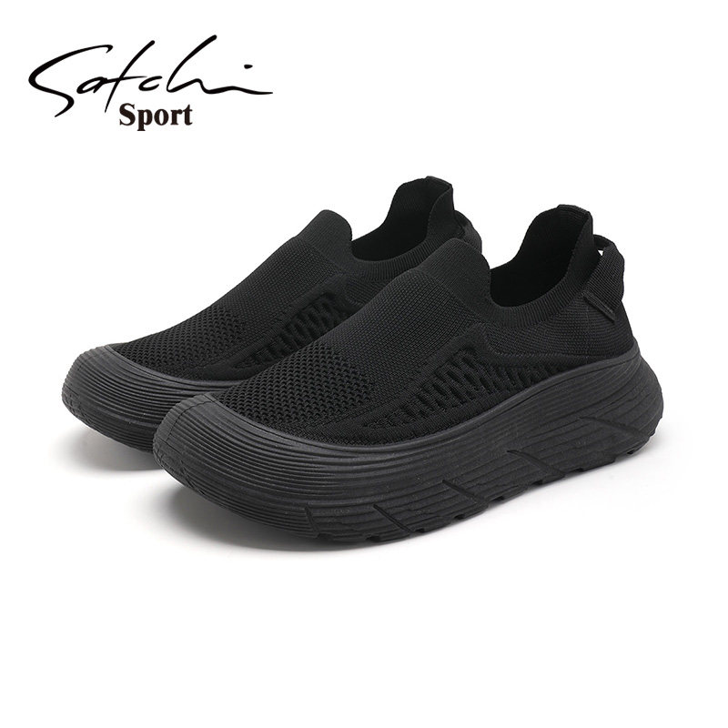 Satchi Sport/沙驰运动男士鞋飞织网面一脚蹬透气轻便软底休闲鞋