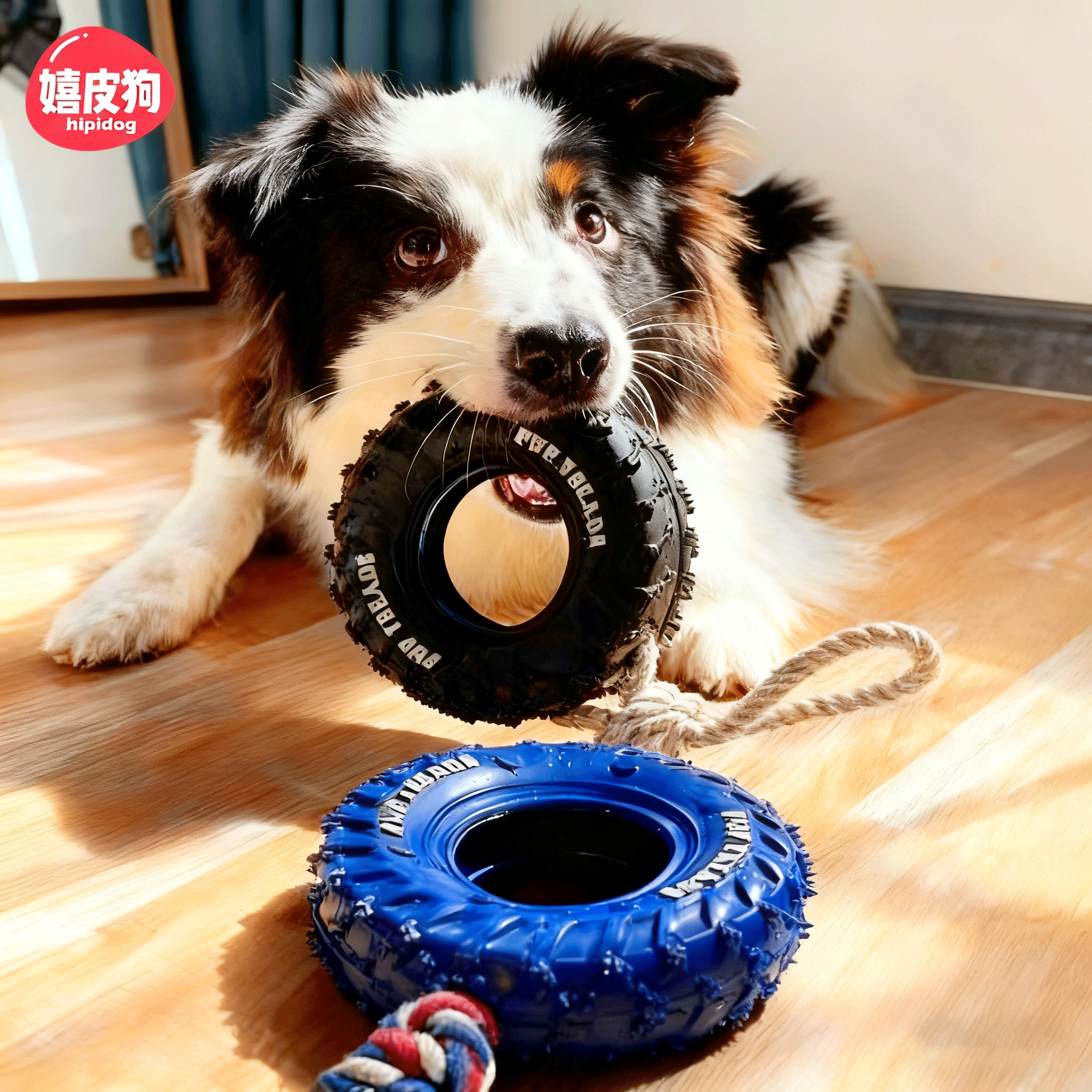 狗狗拔河玩具绳结狗玩具磨牙耐咬轮胎橡胶玩具中型大型犬消耗体力