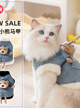 宠物猫咪衣服可牵引马甲秋冬款加绒加厚布偶银渐层蓝猫德文无毛猫