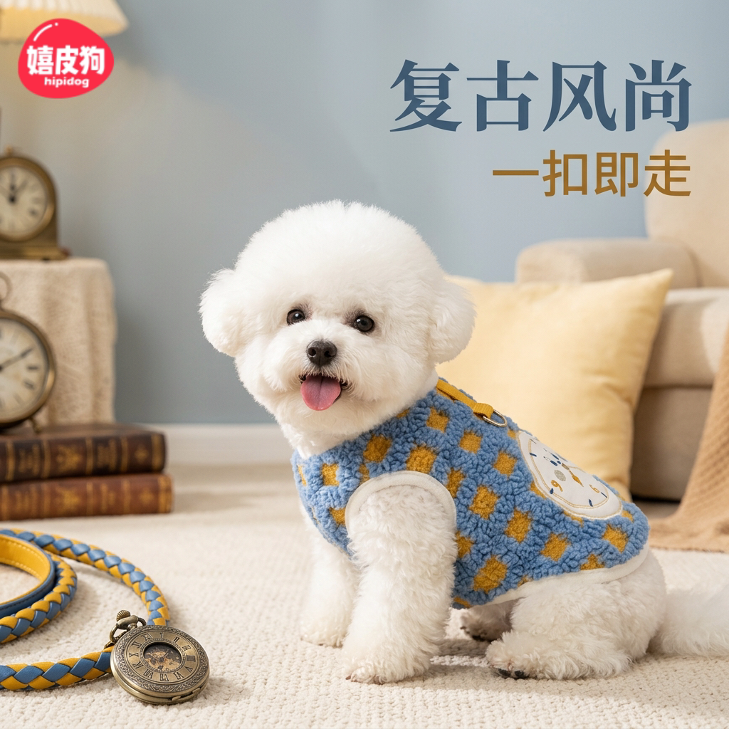 狗狗衣服秋冬款泰迪比熊马甲加厚羊羔绒保暖背心带牵引扣宠物冬装