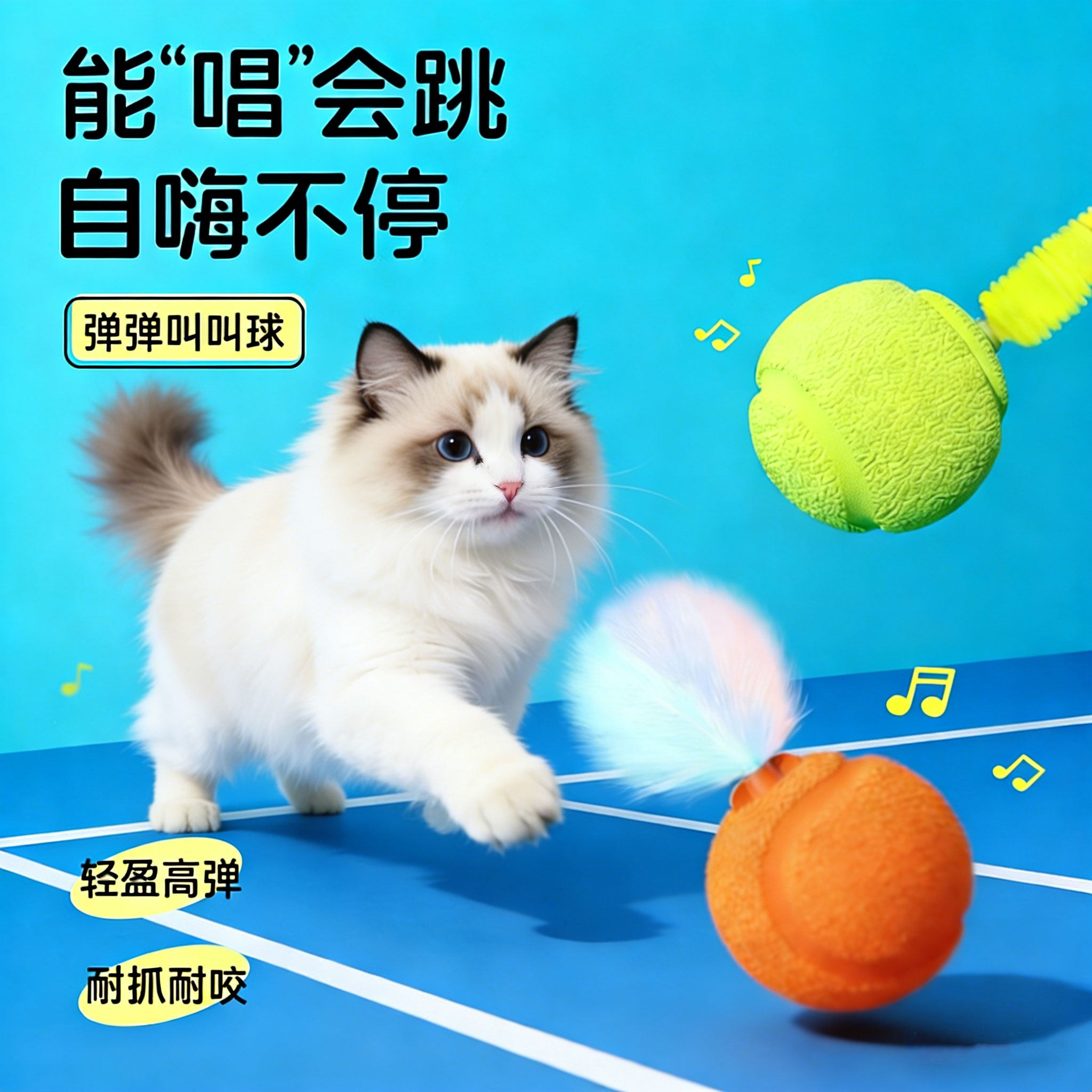 猫玩具弹力叫叫球小猫咪自嗨解闷神器消耗体力逗猫球猫咪捕猎玩具