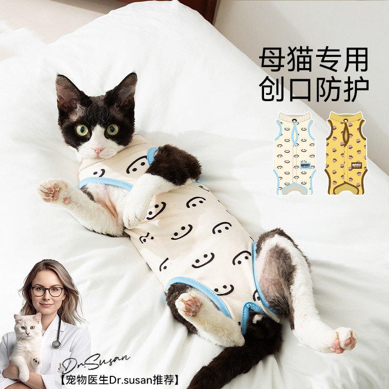 猫咪绝育服母猫断奶公猫术后恢复防舔服透气衣服戒奶服猫猫手术服
