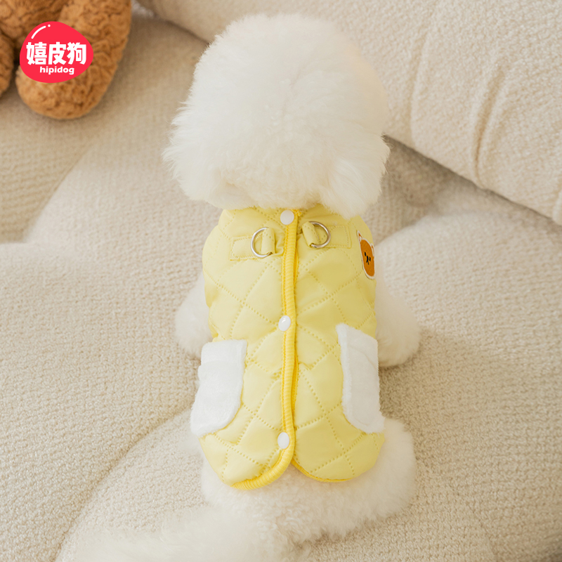 抹茶可爱小熊刺绣绗棉背心马甲